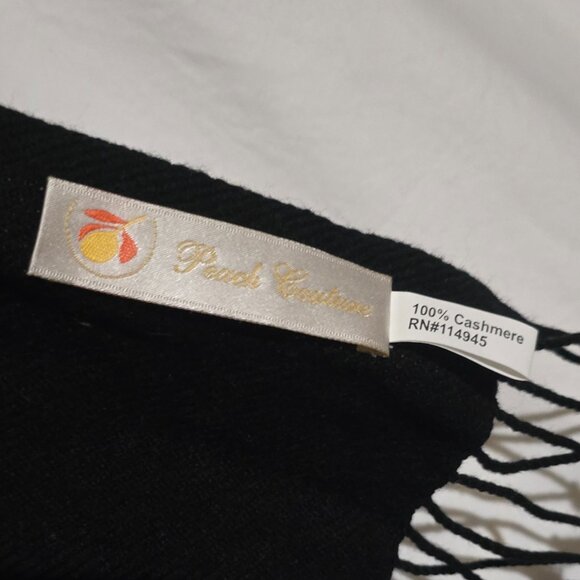 Peach Couture Made in Nepal 100% Cashmere Scarf - Black - 11 3/4" x 58" - Picture 3 of 5